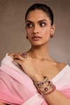 Buy_Tarun Tahiliani_Pink Stones Ruby Silver Bangle _Online_at_Aza_Fashions