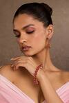 Buy_Tarun Tahiliani_Pink Stones Ruby Silver Bangle _at_Aza_Fashions