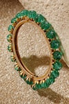 Shop_Tarun Tahiliani_Emerald Green Stones Silver Bangle _at_Aza_Fashions