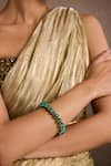 Buy_Tarun Tahiliani_Emerald Green Stones Silver Bangle _at_Aza_Fashions