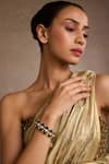 Buy_Tarun Tahiliani_Emerald Green Stones Melon Silver Bangle _at_Aza_Fashions