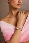 Shop_Tarun Tahiliani_Pink Pearls Ruby Silver Bangle _at_Aza_Fashions