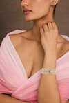 Shop_Tarun Tahiliani_Pink Crescent Silver Bracelet _at_Aza_Fashions