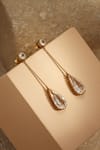 Shop_Tarun Tahiliani_Gold Plated Crystals Pear Silver Danglers _at_Aza_Fashions