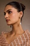Buy_Tarun Tahiliani_Gold Plated Crystals Pear Silver Danglers _at_Aza_Fashions
