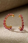 Shop_Tarun Tahiliani_Pink Stones Ruby Hoop Earrings _Online_at_Aza_Fashions