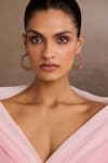 Tarun Tahiliani_Pink Stones Ruby Hoop Earrings _at_Aza_Fashions