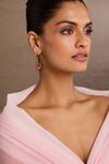 Buy_Tarun Tahiliani_Pink Stones Ruby Hoop Earrings _at_Aza_Fashions