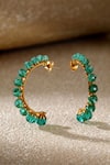 Shop_Tarun Tahiliani_Emerald Green Stones Hoop Earrings _at_Aza_Fashions