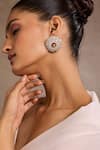 Buy_Tarun Tahiliani_Pink Crystals, Stones Ruby Diamond Studs Earrings _at_Aza_Fashions