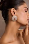 Buy_Tarun Tahiliani_Pink Crystals, Stones Ruby Diamond Studs Earrings _Online_at_Aza_Fashions