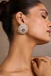 Tarun Tahiliani_Pink Crystals, Stones Ruby Diamond Studs Earrings _at_Aza_Fashions