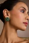 Buy_Tarun Tahiliani_Emerald Green Stones Cabochon Stud Earrings _at_Aza_Fashions