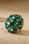 Buy_Tarun Tahiliani_Emerald Green Stones Cabochon Stud Earrings _Online_at_Aza_Fashions