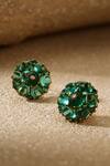 Shop_Tarun Tahiliani_Emerald Green Stones Cabochon Stud Earrings _at_Aza_Fashions