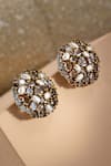 Shop_Tarun Tahiliani_Gold Plated Pearls Embellished Silver Studs _at_Aza_Fashions