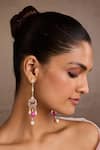 Buy_Tarun Tahiliani_Pink Pearls Crescent Silver Earrings _at_Aza_Fashions