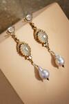 Shop_Tarun Tahiliani_Gold Plated Pearls Melon Silver Danglers _at_Aza_Fashions