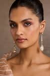 Buy_Tarun Tahiliani_Gold Plated Pearls, Crystals Baroque Long Silver Earrings _at_Aza_Fashions