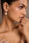 Tarun Tahiliani_Gold Plated Stones Pear Drop Earrings _Online_at_Aza_Fashions