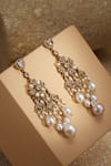 Shop_Tarun Tahiliani_Gold Plated Pearls Embellished Earrings _at_Aza_Fashions