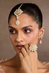 Buy_Tarun Tahiliani_Gold Plated Diamonds Floral Silver Ring _at_Aza_Fashions