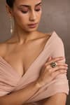 Buy_Tarun Tahiliani_Gold Plated Stones, Pearls Smokey Topaz Melon Silver Ring _at_Aza_Fashions