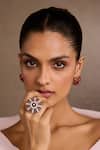 Buy_Tarun Tahiliani_Pink Crystals, Stones Ruby Melons Silver Ring _at_Aza_Fashions