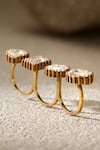 Tarun Tahiliani_Gold Plated Stones Open Zircon Silver Ring _at_Aza_Fashions