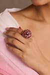 Tarun Tahiliani_Pink Stones Ruby Silver Ring _Online_at_Aza_Fashions