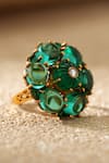Tarun Tahiliani_Emerald Green Stones Silver Ring _Online_at_Aza_Fashions