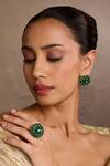 Buy_Tarun Tahiliani_Emerald Green Stones Silver Ring _at_Aza_Fashions