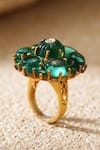 Shop_Tarun Tahiliani_Emerald Green Stones Silver Ring _Online_at_Aza_Fashions