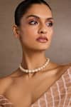 Buy_Tarun Tahiliani_Silver Plated Swarovski Pearl Choker Necklace _at_Aza_Fashions