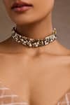 Tarun Tahiliani_Gold Plated Pearl Silver Choker _Online_at_Aza_Fashions