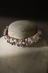 Shop_Tarun Tahiliani_Gold Plated Pearl Silver Choker _at_Aza_Fashions