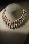 Shop_Tarun Tahiliani_Gold Plated Pear Collar Necklace _at_Aza_Fashions