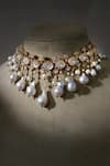 Shop_Tarun Tahiliani_Gold Plated Melon Silver Necklace _at_Aza_Fashions