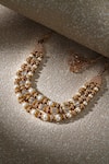 Shop_Tarun Tahiliani_Gold Plated Multi Layered Necklace _at_Aza_Fashions