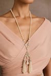 Tarun Tahiliani_Gold Plated Tassel Silver Pendant Necklace _Online_at_Aza_Fashions