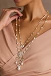 Tarun Tahiliani_Gold Plated Zircon Silver Pendant Necklace _Online_at_Aza_Fashions