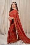 Shop_Shreeka_Brown Georgette Embroidered Halter Hand Screen Print Saree With Blouse 