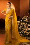 Shop_Neha Khullar x AZA_Yellow Silk Chanderi Embroidered Saree Set _Online