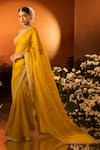 Neha Khullar x AZA_Yellow Silk Chanderi Embroidered Saree Set 