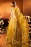 Neha Khullar x AZA_Yellow Banarasi Chanderi Lehenga Set _Online_at_Aza_Fashions