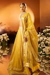 Neha Khullar x AZA_Yellow Banarasi Chanderi Lehenga Set _at_Aza_Fashions