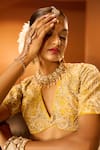 Neha Khullar x AZA_Yellow Banarasi Chanderi Lehenga Set _Online