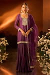 Buy_Neha Khullar x AZA_Purple Silk Chanderi Kurta Gharara Set _at_Aza_Fashions