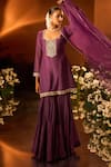 Neha Khullar x AZA_Purple Silk Chanderi Kurta Gharara Set _Online_at_Aza_Fashions