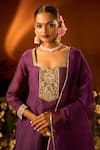 Buy_Neha Khullar x AZA_Purple Silk Chanderi Kurta Gharara Set _Online_at_Aza_Fashions